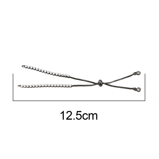 Picture of Brass Slider/Slide Extender Chain Gunmetal Adjustable Clear Rhinestone 12.5cm(4 7/8") long, 1 Piece                                                                                                                                                           