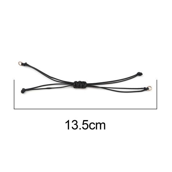 Picture of Polyester Braided Semi-finished Bracelets For DIY Handmade Jewelry Making Accessories Findings Rose Gold Black Adjustable 13.5cm(5 3/8") long, 5 PCs