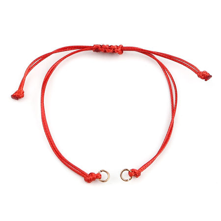 Picture of Polyester Braided Semi-finished Bracelets For DIY Handmade Jewelry Making Accessories Findings Rose Gold Red Adjustable 13.5cm(5 3/8") long, 5 PCs