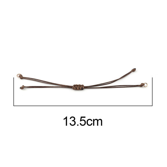 Picture of Polyester Braided Semi-finished Bracelets For DIY Handmade Jewelry Making Accessories Findings Rose Gold Brown Adjustable 13.5cm(5 3/8") long, 5 PCs