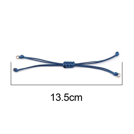 Picture of Polyester Braided Semi-finished Bracelets For DIY Handmade Jewelry Making Accessories Findings Rose Gold Dark Blue Adjustable 13.5cm(5 3/8") long, 5 PCs