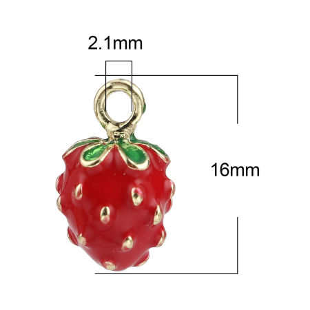 Picture of Zinc Based Alloy Charms Fruit Gold Plated Enamel 5 PCs