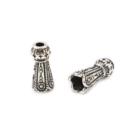 Image de Coupelles en Alliage de Zinc Colonne Argent Vieilli (Convenable à Perle 5mm Dia.) 17mm x 7mm, 10 Pcs
