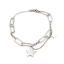 Image de Chaîne Maille Forçat Accessoires Bracelets à Breloque en Acier Inoxydable Argent Mat Ovale Pentacle Strass Transparent Émail 17cm long, 1 Pièce