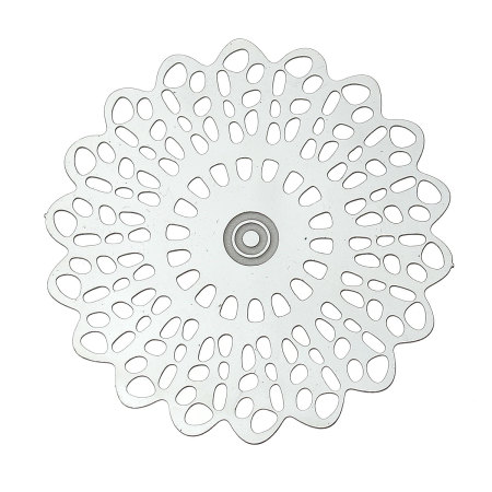 304 Stainless Steel Filigree Stamping Embellishments Findings, Flower Silver Tone, Hollow Carved 35mm(1 3/8") x 34mm(1 3/8"), 20 PCs