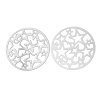 Picture of 304 Stainless Steel Filigree Stamping Embellishments Findings, Round Silver Tone, Hollow Five-point Stars Carved 30mm(1 1/8") Dia, 20 PCs