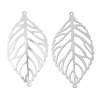 Picture of 304 Stainless Steel Filigree Stamping Connectors Findings Leaf Silver Tone Hollow 49mm(1 7/8") x 27mm(1 1/8"), 10 PCs