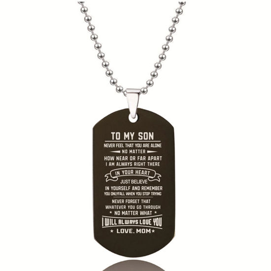 Immagine di Acciaio Inossidabile Catena a Pallini Accessori Collana Nero Busta Messaggio" TO MY SON LOVE MUM " 60cm Lunghezza, 1 Pz