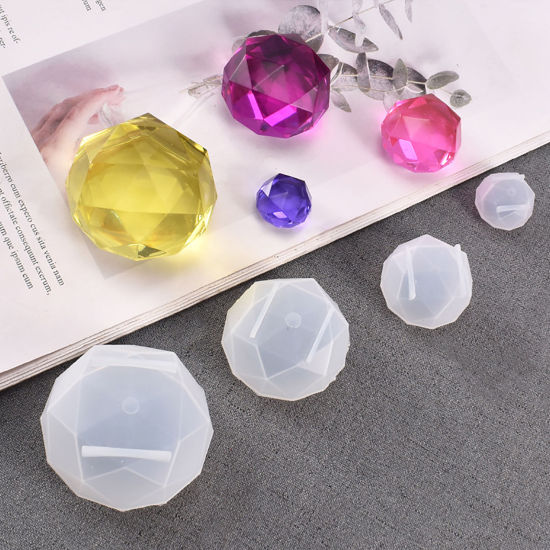 Picture of Silicone Resin Mold For Jewelry Making Diamond Shape White 22mm x 14mm, 1 Piece