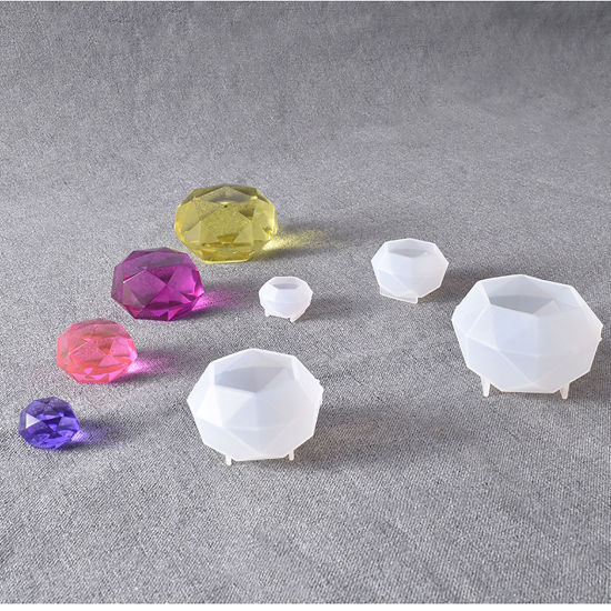 Picture of Silicone Resin Mold For Jewelry Making Diamond Shape White 22mm x 14mm, 1 Piece