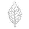 Picture of 304 Stainless Steel Filigree Stamping Connectors Findings Leaf Silver Tone Hollow 30mm(1 1/8") x 15mm(5/8"), 30 PCs