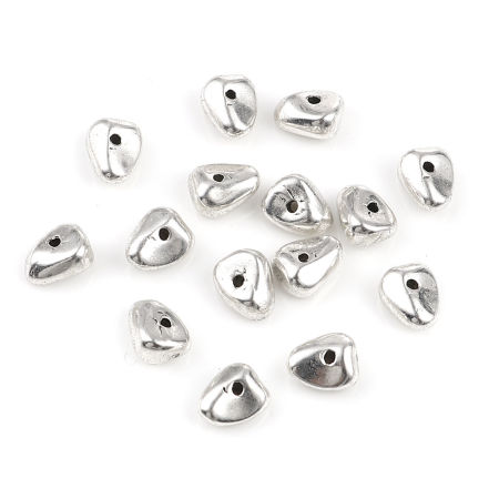 Zamak Cuentas Irregular Plata Antigua Aprox 8mm x 7mm, Agujero: Aprox 1.3mm, 50 Unidades