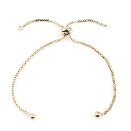 Imagen de Zamak Cadena deslizante / extensor deslizante Oro Real Chapado Ajustable 20cm longitud, 1 Unidad