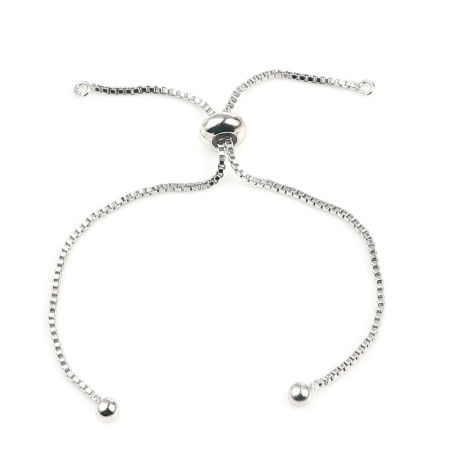 Imagen de Zamak Cadena deslizante / extensor deslizante Platino Real Chapado Ajustable 20cm longitud, 1 Unidad