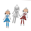 Picture of Zinc Based Alloy Doll Pendants Girl Silver Tone Flower Carved At Random Mixed Enamel 61mm(2 3/8") x 25mm(1"), 3 PCs