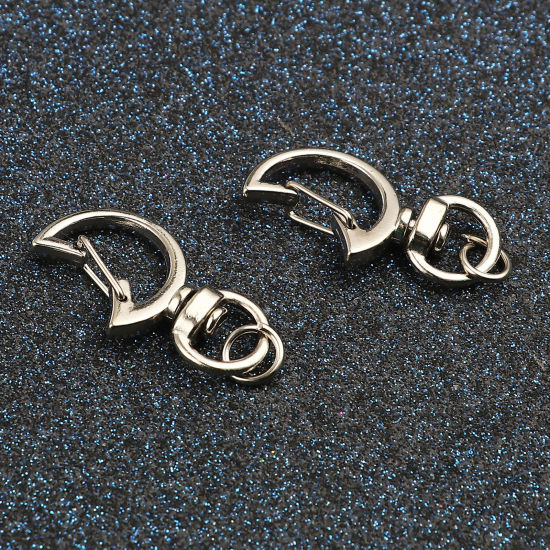 Bild von Schlüsselkette & Schlüsselring Silberfarbe Halbmond 0.8cm D., 3.5cm x 1.9cm, 10 Sets ( 2 Stück/Set)