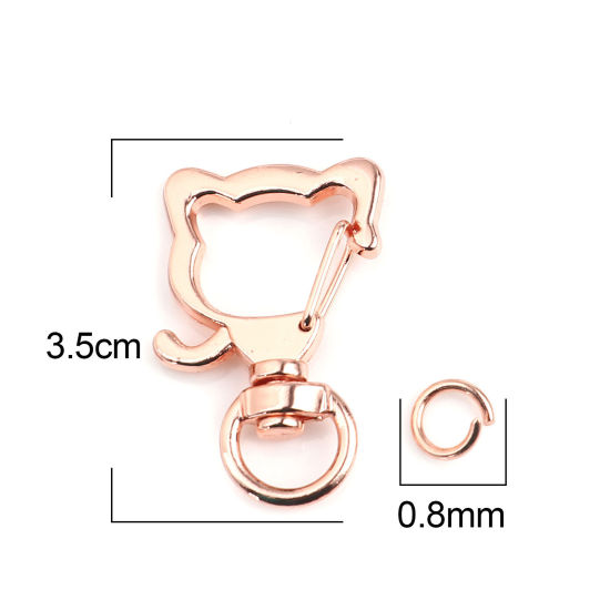 Bild von Schlüsselkette & Schlüsselring Rosegold Hund 0.8cm D., 3.5cm x 2.4cm, 10 Sets ( 2 Stück/Set)