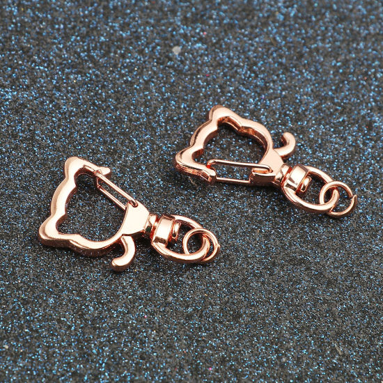 Picture of Keychain & Keyring Rose Gold Dog Animal 0.8cm Dia, 3.5cm x 2.4cm, 10 Sets ( 2 PCs/Set)