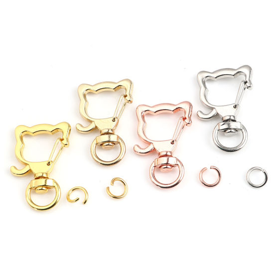 Bild von Schlüsselkette & Schlüsselring Rosegold Hund 0.8cm D., 3.5cm x 2.4cm, 10 Sets ( 2 Stück/Set)