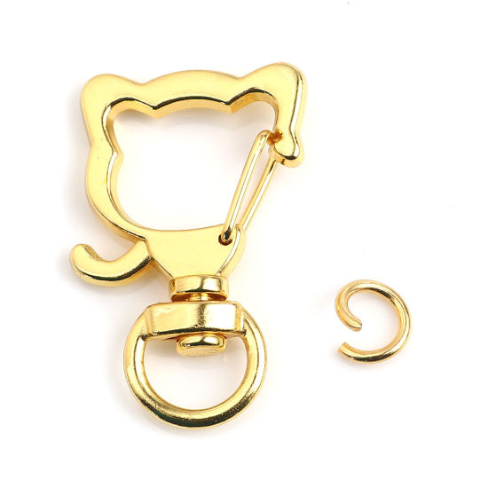 Picture of Keychain & Keyring Gold Plated Dog Animal 0.8cm Dia, 3.5cm x 2.4cm, 10 Sets ( 2 PCs/Set)