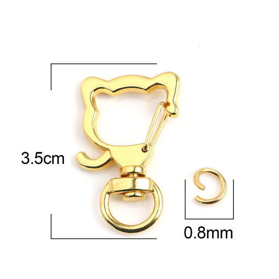 Picture of Keychain & Keyring Gold Plated Dog Animal 0.8cm Dia, 3.5cm x 2.4cm, 10 Sets ( 2 PCs/Set)