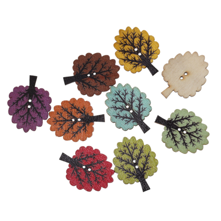 Natural Wood Sewing Buttons Scrapbooking Tree At Random Mixed 2 Holes 32mm(1 2/8") x 25mm(1"), 50 PCs