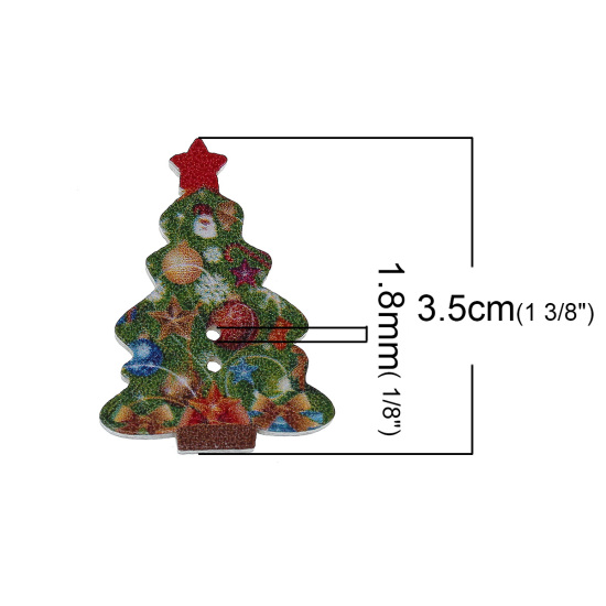 Изображение Шитье Деревянные Пуговицы  Рождественская елка Случайно С двумя отверстиями 35мм x 25мм, 50 ШТ