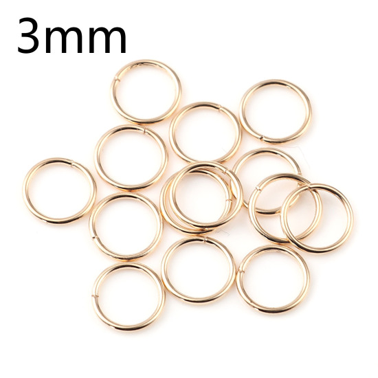 Image de 0.5mm Anneaux de Jonction Ouvert en Alliage de Fer Annulaire Plaqué Or KC 3mm Dia, 200 Pcs