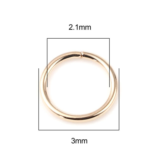 Image de 0.5mm Anneaux de Jonction Ouvert en Alliage de Fer Annulaire Plaqué Or KC 3mm Dia, 200 Pcs