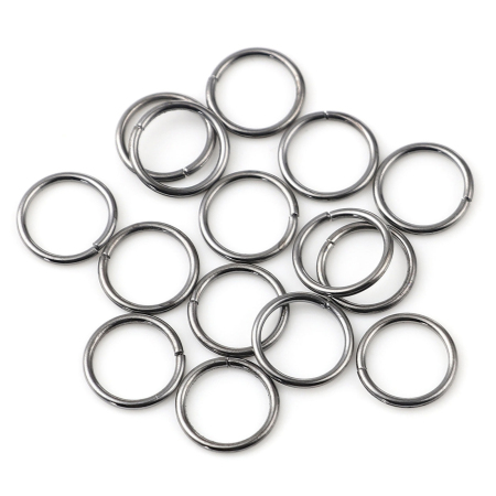 Image de 200 Pcs 3mm Dia, 0.5mm(taille 24) Anneaux de Jonction pour la Fabrication de Bijoux Ouvert en Alliage de Fer Gun Métal Rond