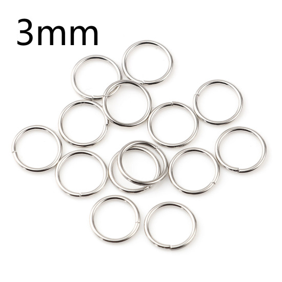 Image de 0.5mm Anneaux de Jonction Ouvert en Alliage de Fer Annulaire Argent Mat 3mm Dia, 200 Pcs