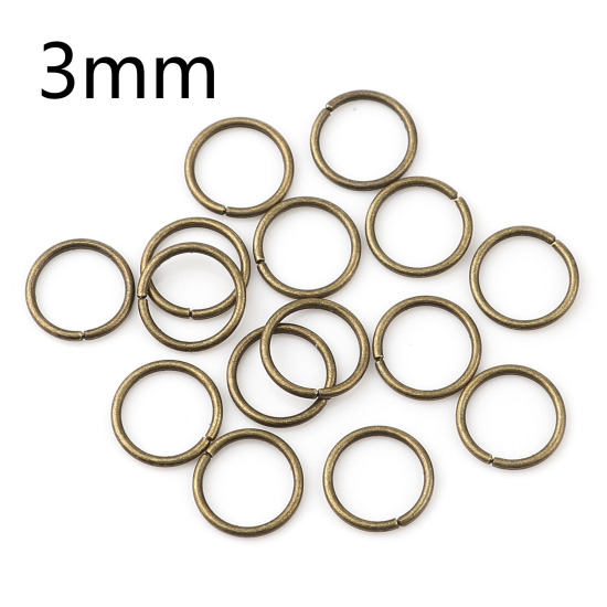 Image de 0.5mm Anneaux de Jonction Ouvert en Alliage de Fer Annulaire Bronze Antique 3mm Dia, 200 Pcs