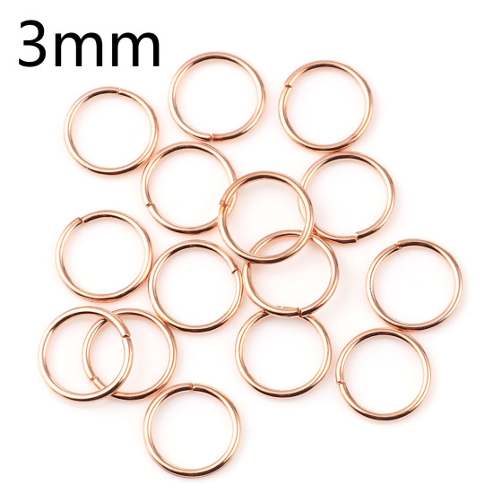 Image de 0.5mm Anneaux de Jonction Ouvert en Alliage de Fer Annulaire Or Rose 3mm Dia, 200 Pcs