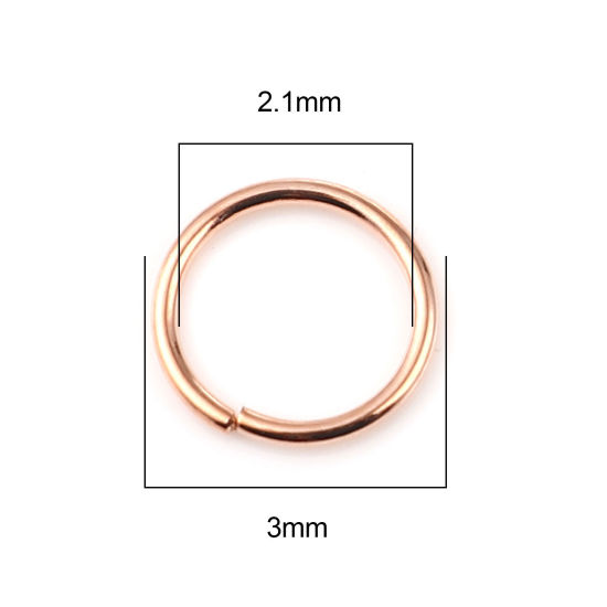 Image de 0.5mm Anneaux de Jonction Ouvert en Alliage de Fer Annulaire Or Rose 3mm Dia, 200 Pcs