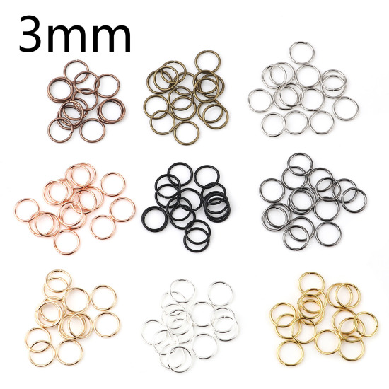 Image de 0.5mm Anneaux de Jonction Ouvert en Alliage de Fer Annulaire Couleur au Hasard 3mm Dia, 200 Pcs