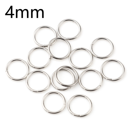 Image de 0.7mm Anneaux de Jonction Ouvert en Alliage de Fer Annulaire Argent Mat 4mm Dia, 200 Pcs