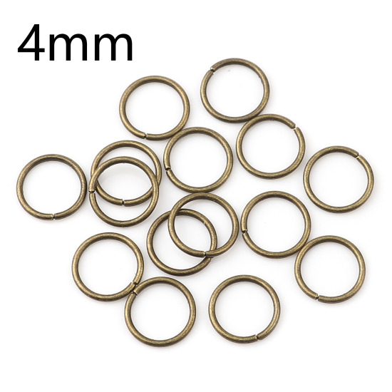 Image de 0.7mm Anneaux de Jonction Ouvert en Alliage de Fer Annulaire Bronze Antique 4mm Dia, 200 Pcs