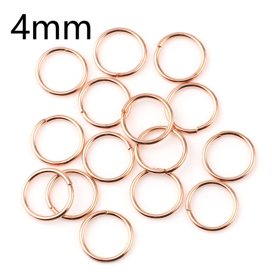 Image de 0.7mm Anneaux de Jonction Ouvert en Alliage de Fer Annulaire Or Rose 4mm Dia, 200 Pcs