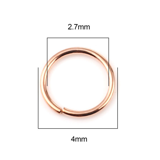 Image de 0.7mm Anneaux de Jonction Ouvert en Alliage de Fer Annulaire Or Rose 4mm Dia, 200 Pcs