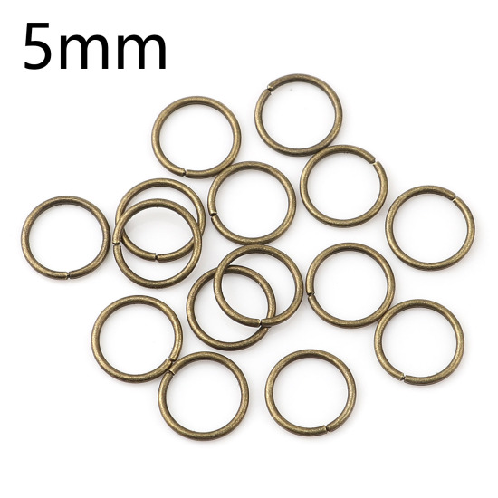 Image de 0.7mm Anneaux de Jonction Ouvert en Alliage de Fer Annulaire Bronze Antique 5mm Dia, 200 Pcs