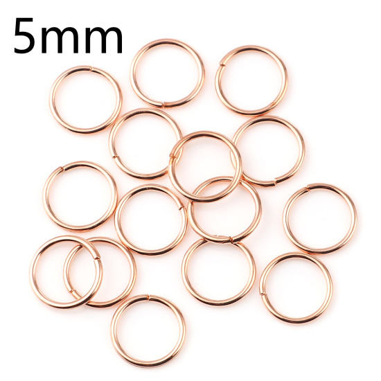 Image de 0.7mm Anneaux de Jonction Ouvert en Alliage de Fer Annulaire Or Rose 5mm Dia, 200 Pcs