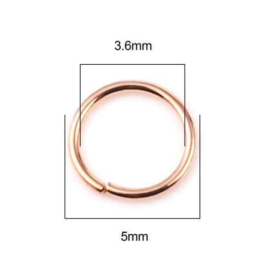 Image de 0.7mm Anneaux de Jonction Ouvert en Alliage de Fer Annulaire Or Rose 5mm Dia, 200 Pcs