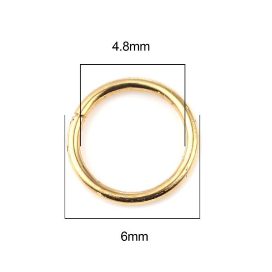 Image de 0.7mm Anneaux de Jonction Ouvert en Alliage de Fer Annulaire Doré 6mm Dia, 200 Pcs