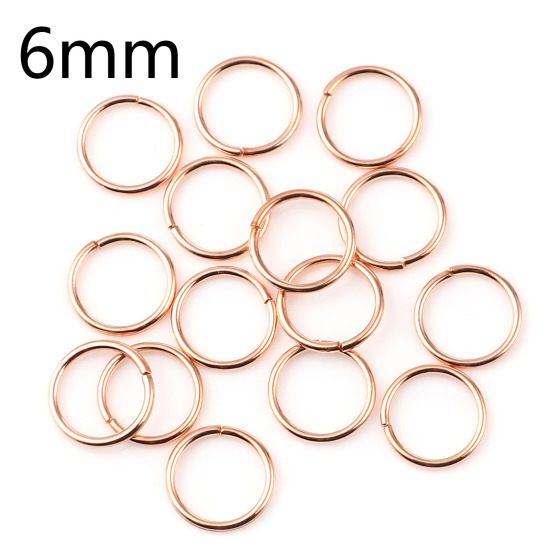 Image de 0.7mm Anneaux de Jonction Ouvert en Alliage de Fer Annulaire Or Rose 6mm Dia, 200 Pcs