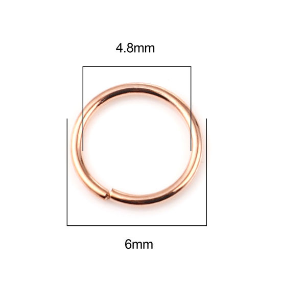 Image de 0.7mm Anneaux de Jonction Ouvert en Alliage de Fer Annulaire Or Rose 6mm Dia, 200 Pcs