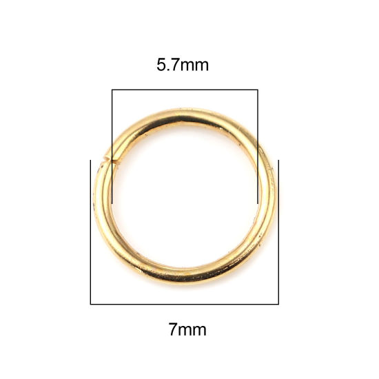 Image de 0.7mm Anneaux de Jonction Ouvert en Alliage de Fer Annulaire Doré 7mm Dia, 200 Pcs