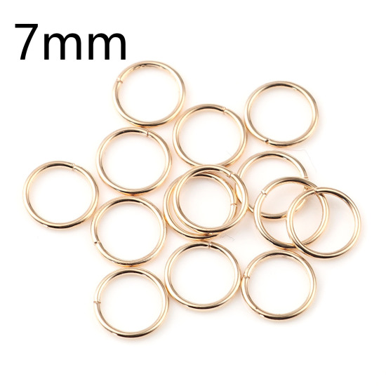 Image de 0.7mm Anneaux de Jonction Ouvert en Alliage de Fer Annulaire Plaqué Or KC 7mm Dia, 200 Pcs