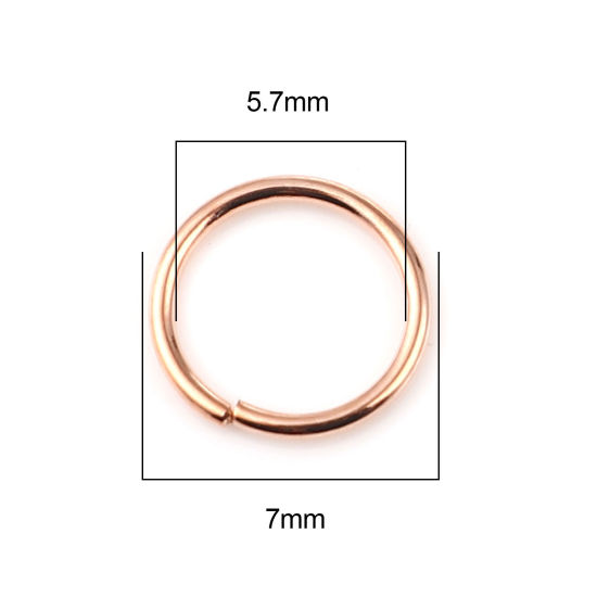 Image de 0.7mm Anneaux de Jonction Ouvert en Alliage de Fer Annulaire Or Rose 7mm Dia, 200 Pcs