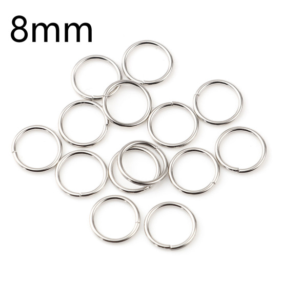 Image de 1mm Anneaux de Jonction Ouvert en Alliage de Fer Annulaire Argent Mat 8mm Dia, 200 Pcs