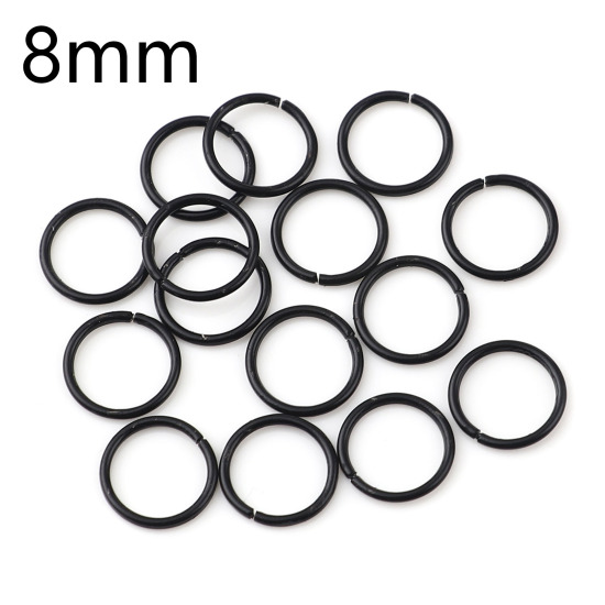 Image de 1mm Anneaux de Jonction Ouvert en Alliage de Fer Annulaire Noir 8mm Dia, 200 Pcs